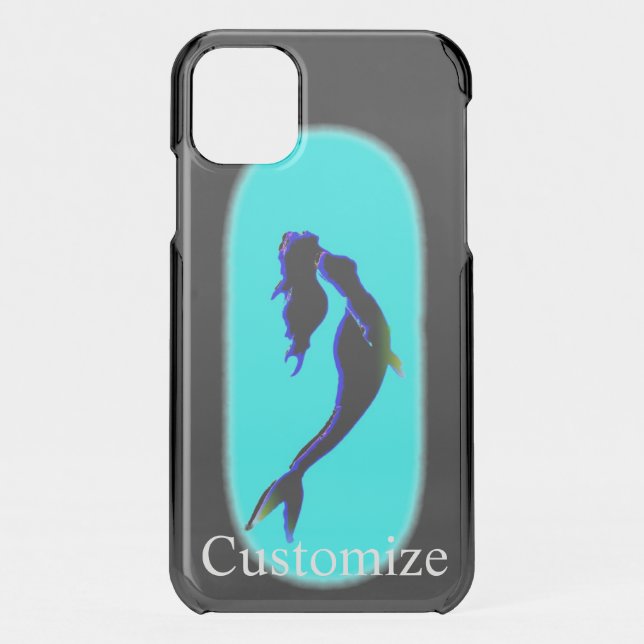 Black underwater mermaids swimming  uncommon iPhone case (Back)