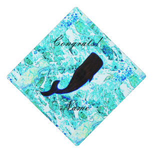 black underwater whale graduation cap topper