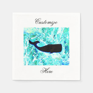 black underwater whale paper napkins