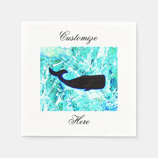 black underwater whale paper napkins (Front)