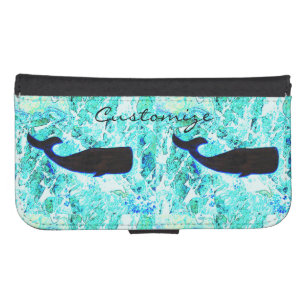 black underwater whales wallet phone case for samsung galaxy s4