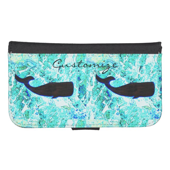 black underwater whales samsung galaxy wallet case (Front (Horizontal))