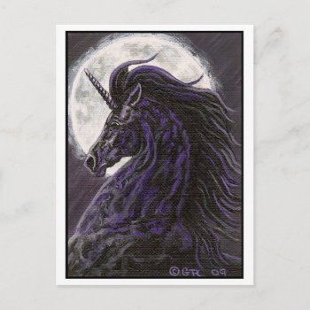 Black Unicorn 2 Art Postcard by GailRagsdaleArt at Zazzle