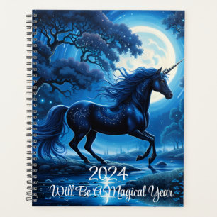 Black Unicorn Blue Sky Full Moon Magical Planner