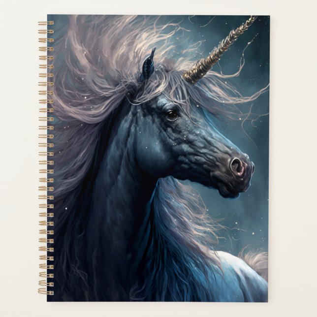 Black Unicorn Fantasy Art Planner (Front)