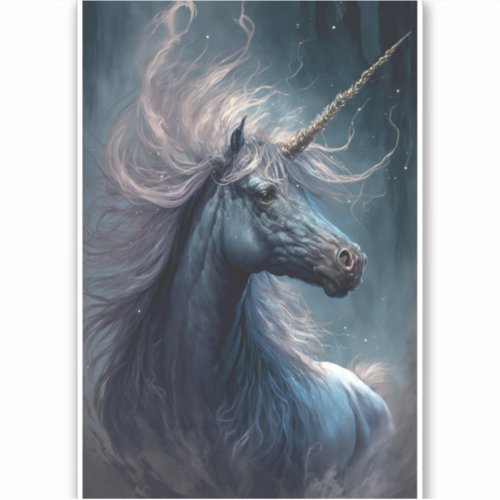 Black Unicorn Fantasy Art Sticker