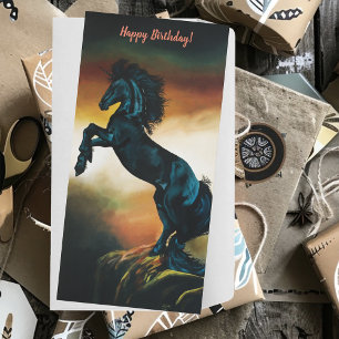 Black Unicorn Fantasy Dance Sunset Card