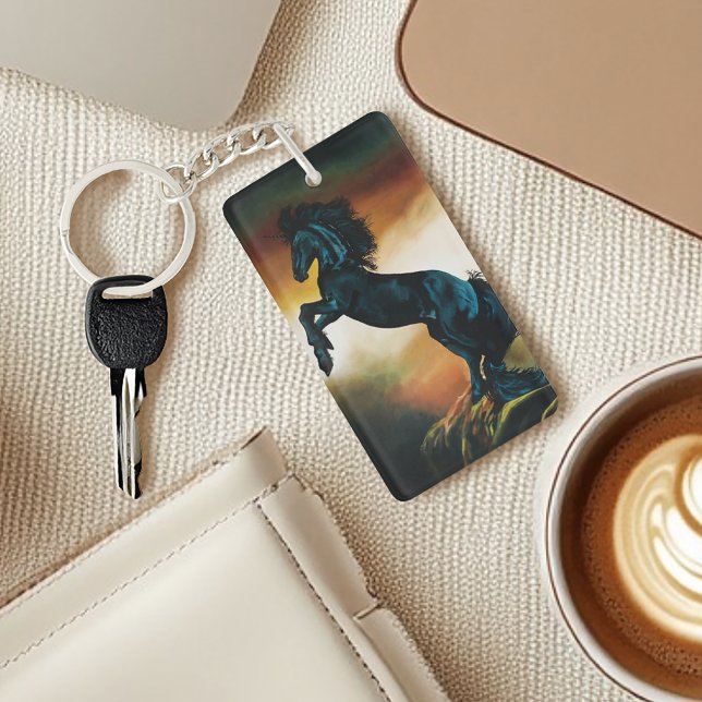 Black Unicorn Fantasy Dance Sunset Keychain (Creator Uploaded)