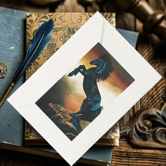 Black Unicorn Fantasy Dance Sunset Rectangular Sticker (Creator Uploaded)