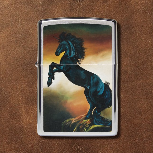 Black Unicorn Fantasy Dance Sunset Zippo Lighter (Creator Uploaded)