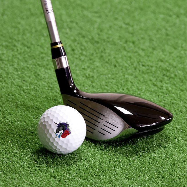 Black Unicorn Flowers Purple Golf Balls (Creator Uploaded)