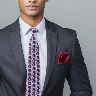 Black Unicorn Flowers Purple Neck Tie