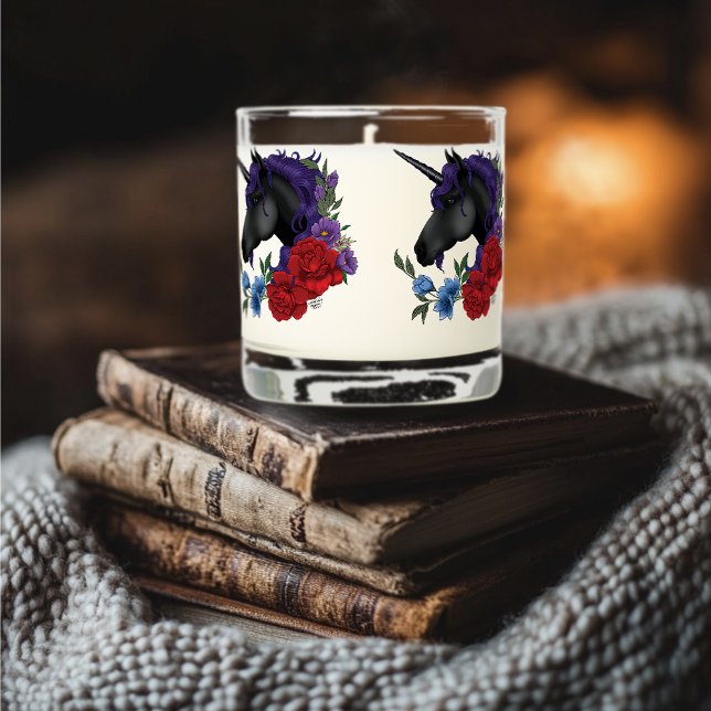Black Unicorn Flowers Purple Scented Candle (Creator Uploaded)
