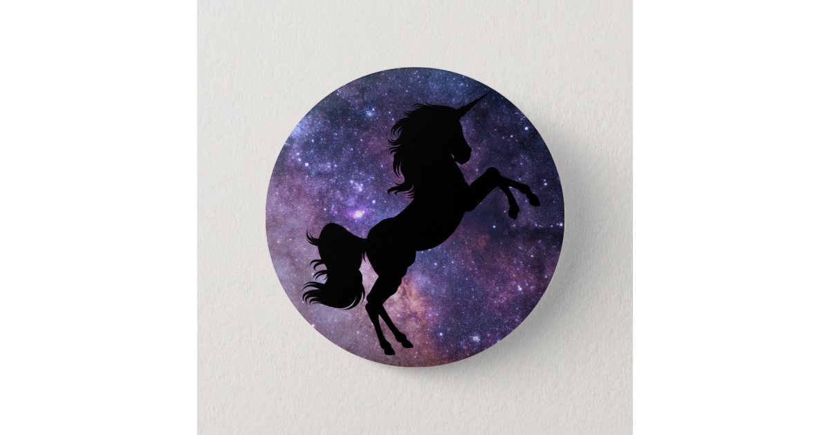 Black Unicorn Galaxy Background Button | Zazzle