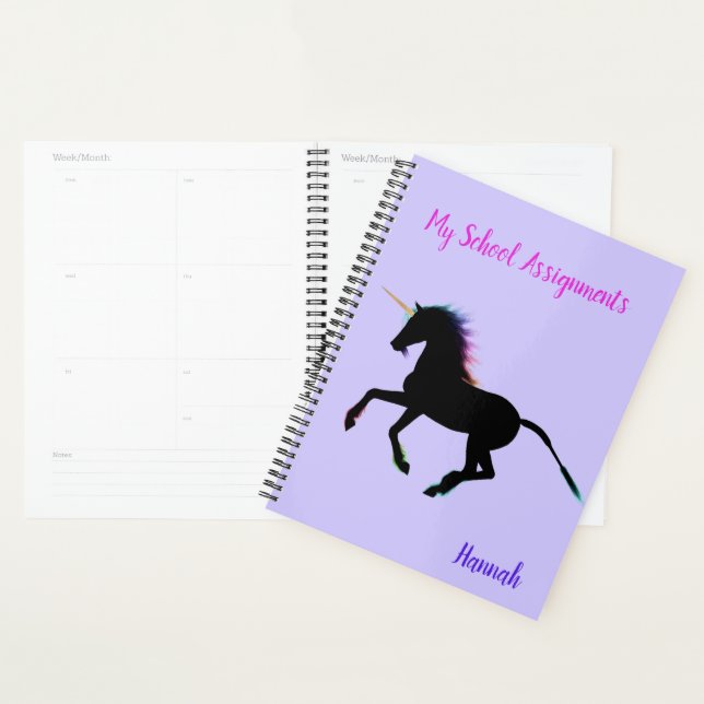 Black Unicorn Girls School Planner (Display)