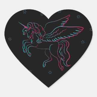 Black Unicorn Heart Sticker
