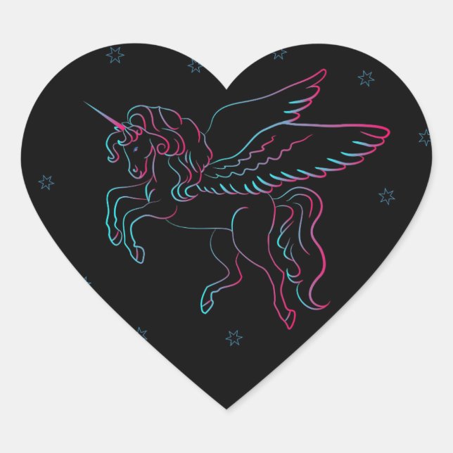 Black Unicorn Heart Sticker (Front)