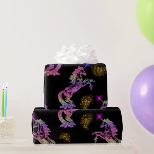 Black Unicorn Magic  Wrapping Paper