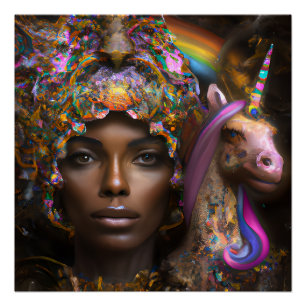 Black Unicorn Melanin Unicorns Afro Queen Crown Poster