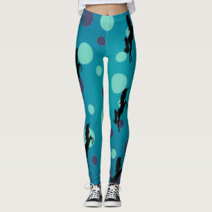 Black Unicorn Party Blue Dots Leggings