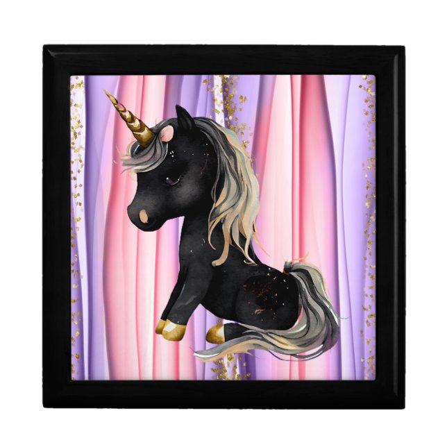 Black Unicorn Pink Ears  Gift Box (Front)