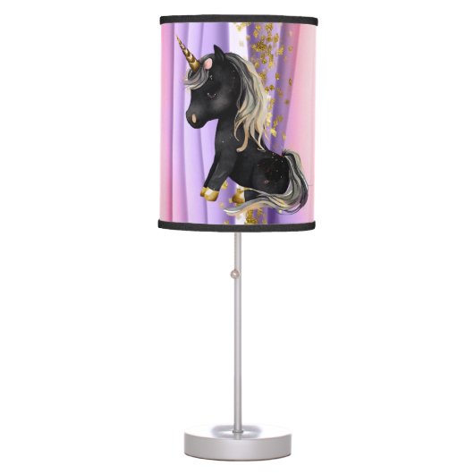Black Unicorn Pink Ears  Table Lamp (Front)