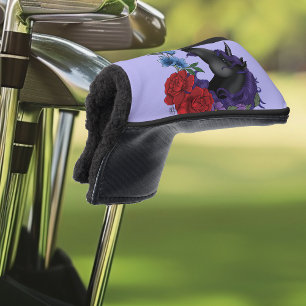Black Unicorn Purple Midnight Garden Flowers Golf Head Cover