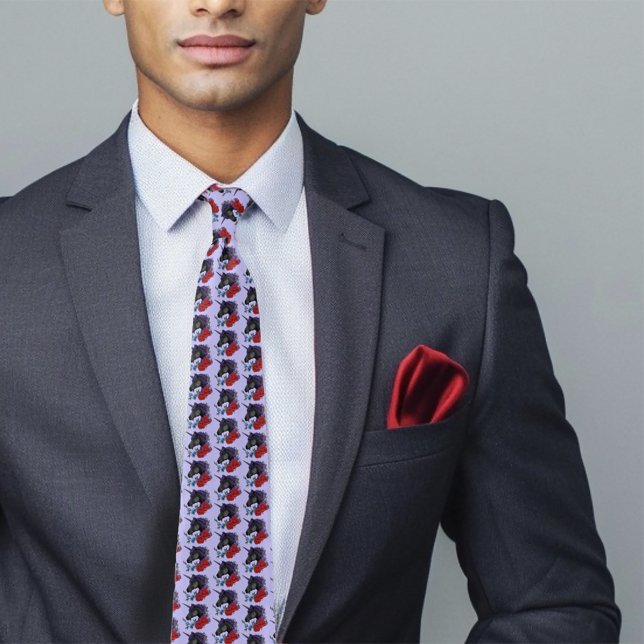 Black Unicorn Purple Midnight Garden Flowers Neck Tie (Creator Uploaded)