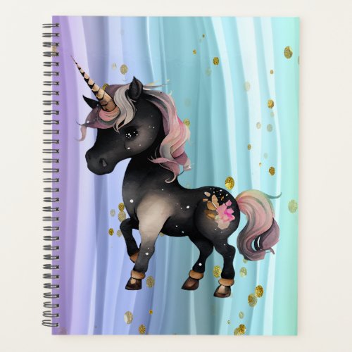 Black Unicorn Purple Pink Tail Planner