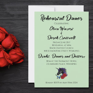 Black Unicorn Purple Red Sage flowers Invitation