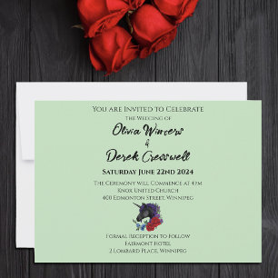Black Unicorn Purple Red Sage Flowers Invitation