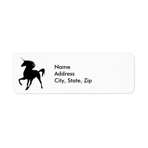 Black Unicorn Silhouette Address Labels