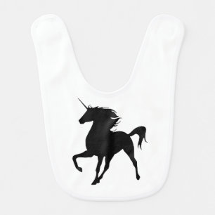 Black Unicorn Silhouette Baby Bib