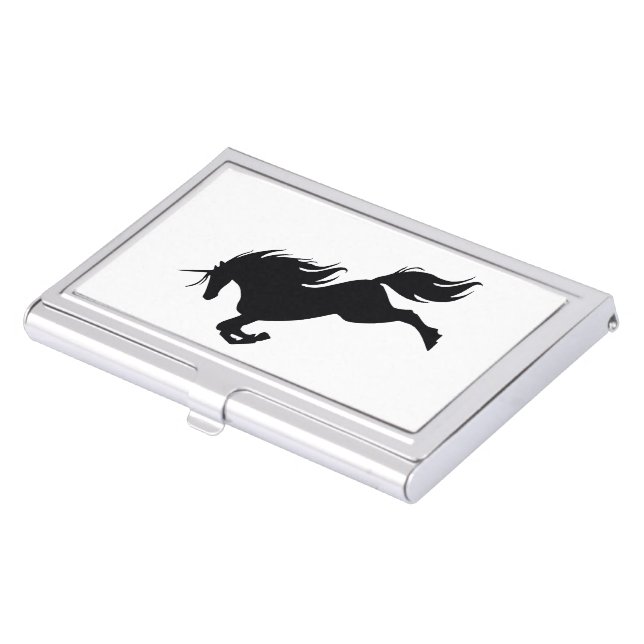 Black Unicorn Silhouette Business Card Holder (Front)