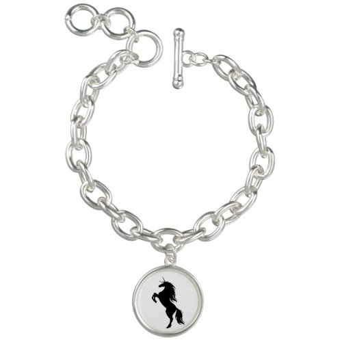 Black Unicorn Silhouette Charm Bracelet