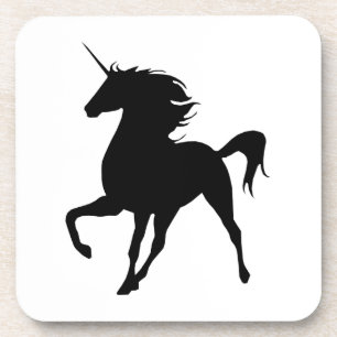 Black Unicorn Silhouette Coasters