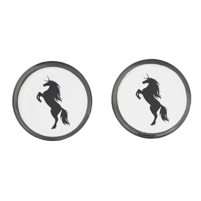 Black Unicorn Silhouette Cufflinks (Front)