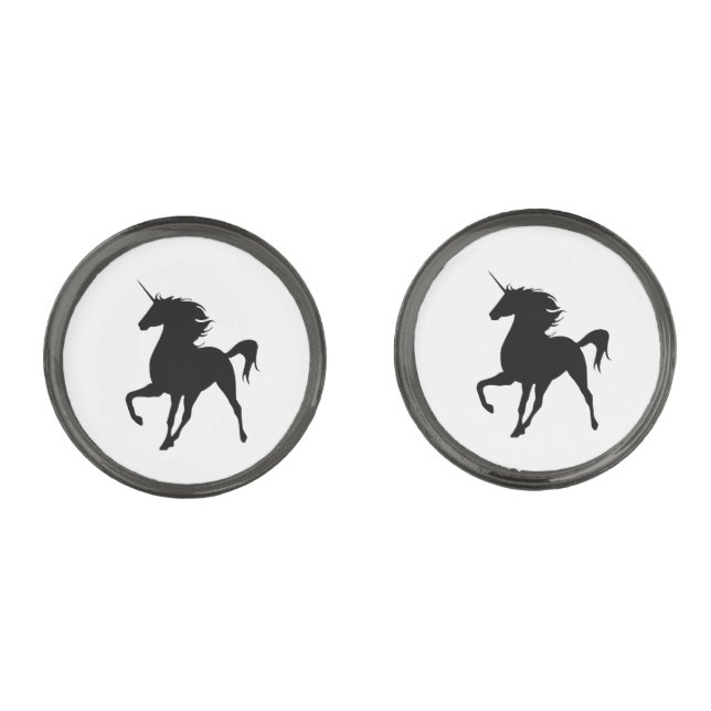 Black Unicorn Silhouette Cufflinks (Front)