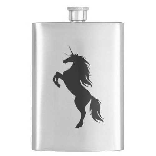 Black Unicorn Silhouette Flask