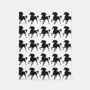 Black Unicorn Silhouette Fleece Blanket