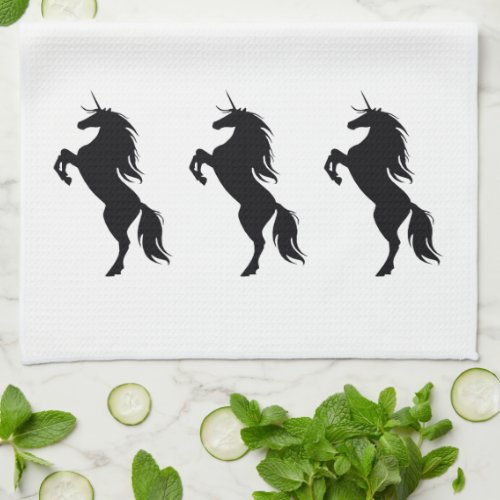 Black Unicorn Silhouette Kitchen Towel