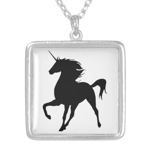 Black Unicorn Silhouette Necklace