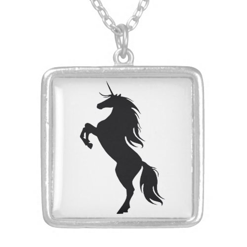 Black Unicorn Silhouette Necklace