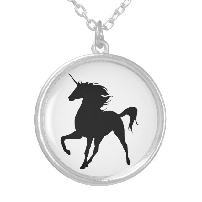 Black Unicorn Silhouette Necklace (Front)