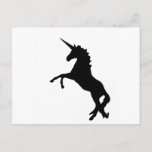 Black Unicorn Silhouette On Hind Legs Postcard at Zazzle