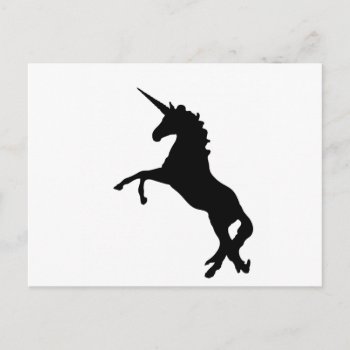 Black Unicorn Silhouette On Hind Legs Postcard by UnicornsDoExist at Zazzle
