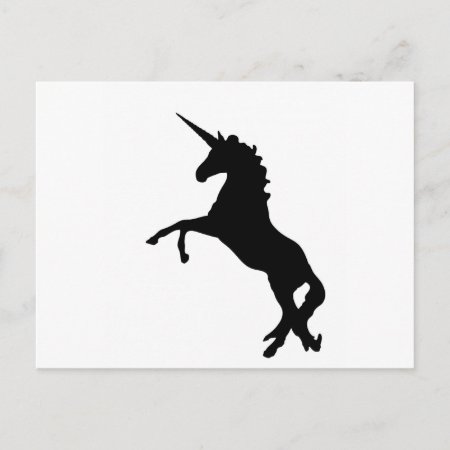 Black Unicorn Silhouette On Hind Legs Postcard