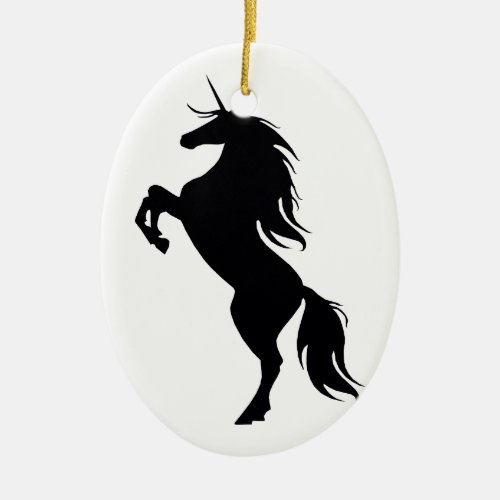Black Unicorn Silhouette Oval Ornament