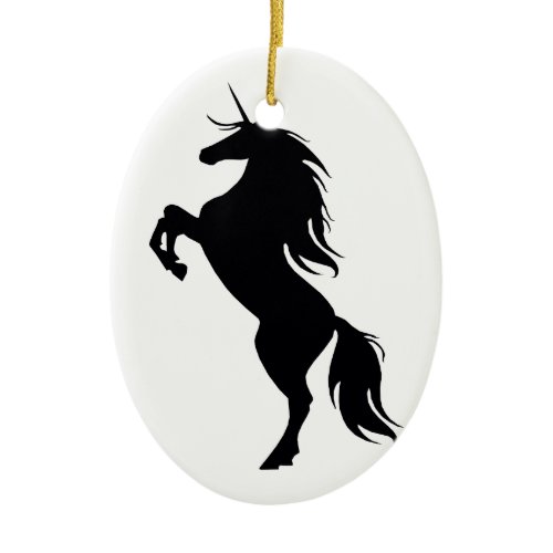 Black Unicorn Silhouette Oval Ornament