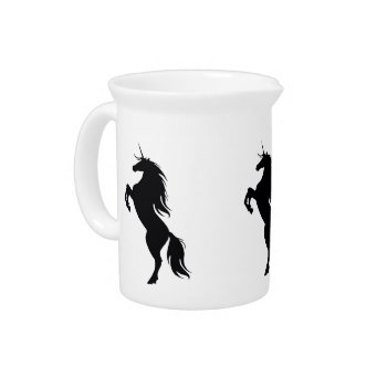 Black Unicorn Silhouette Pitcher by atteestude at Zazzle